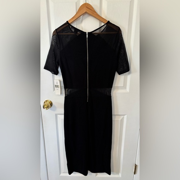 NWT French Connection Black Dress Mesh Illusion Short Sleeve Mesh Cutout Size 10 - Picture 2 of 6